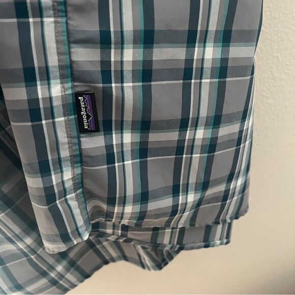 Patagonia M's High Moss Shirt Men Size XL Short Sleeve Plaid Blue - Picture 2 of 5